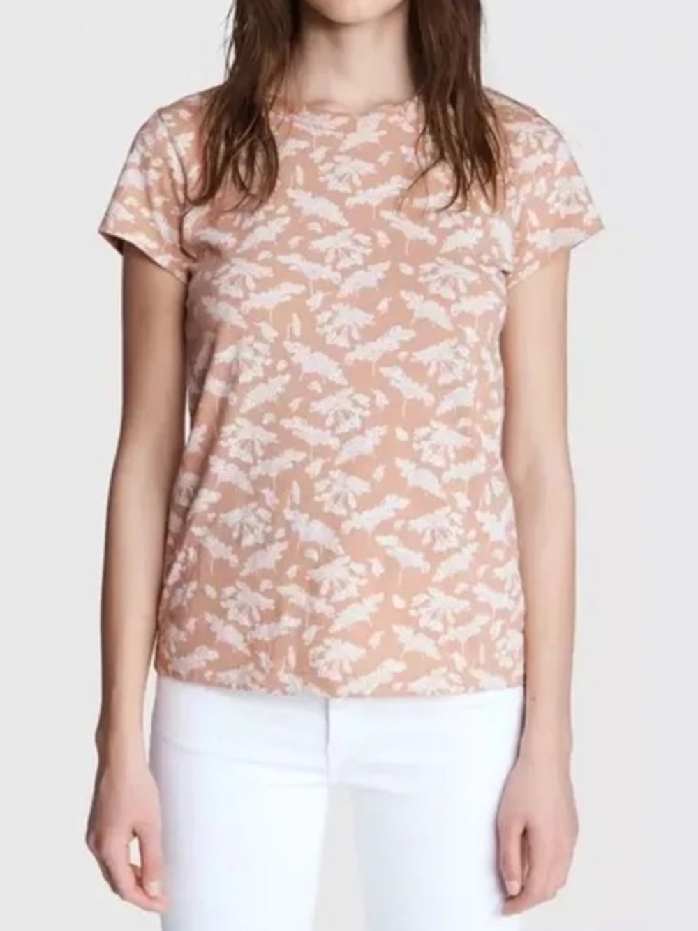 RAG & BONE All Over Summer Floral Jersey Tee Womens Size Large Organic Cotton